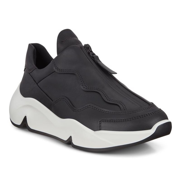ECCO Chunky Front Zip Leather Sneakers - Picture 1 of 6